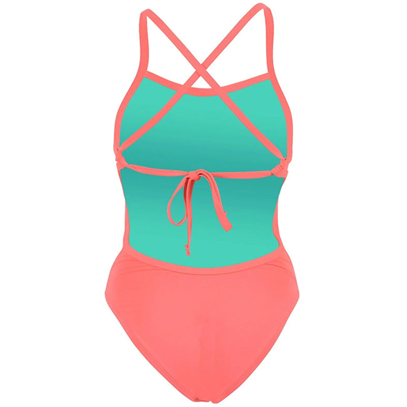 Dolfin - Bellas Solid Coral Tie Back One Piece Swimsuit
