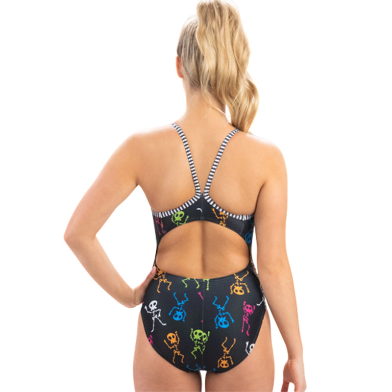 Dolfin Uglies - Dancing Skeletons V-2 Back One Piece Swimsuit