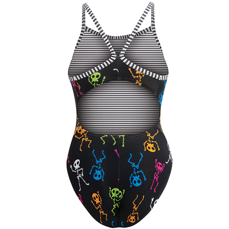 Dolfin Uglies - Dancing Skeletons V-2 Back One Piece Swimsuit