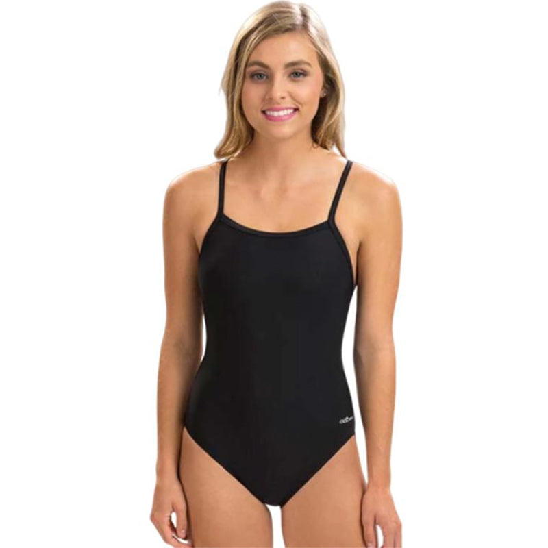 Dolfin - XtraSleek Team Solid Black V-2 Back One Piece Swimsuit