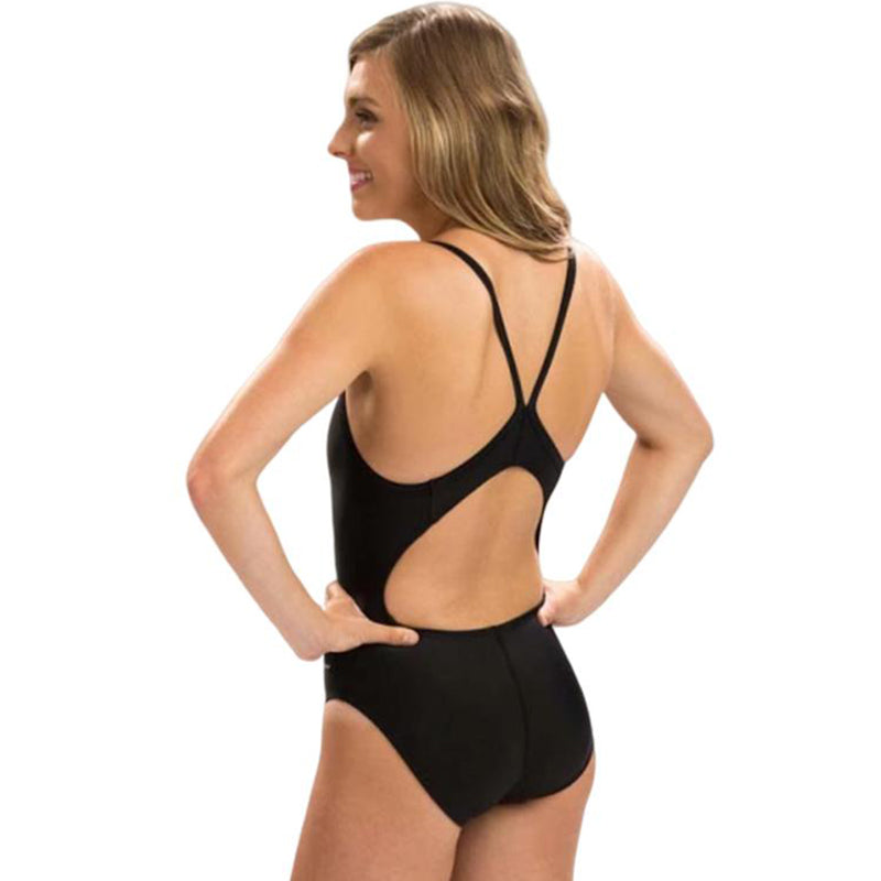 Dolfin - XtraSleek Team Solid Black V-2 Back One Piece Swimsuit