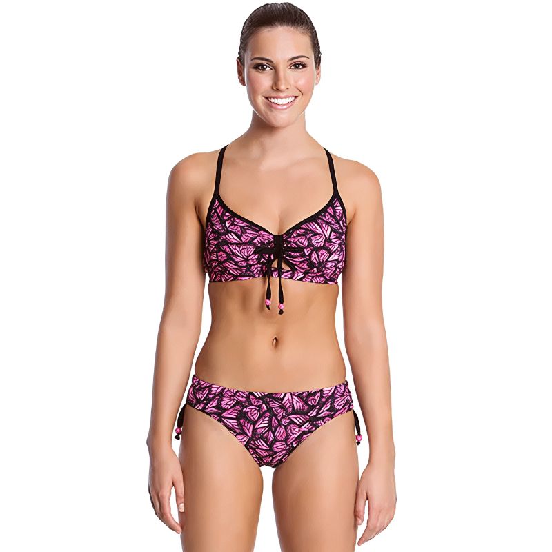 Funkita - Pink Flutterby - Ladies Tie Detail Brief - Aqua Swim Supplies