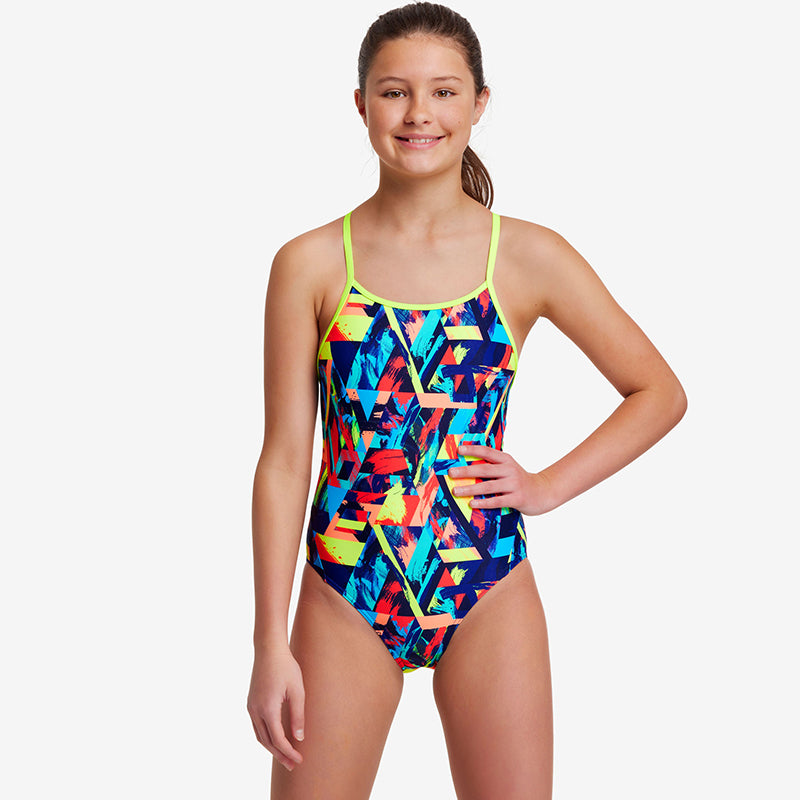 Funkita - Blocked Bars - Girls Diamond Back One Piece