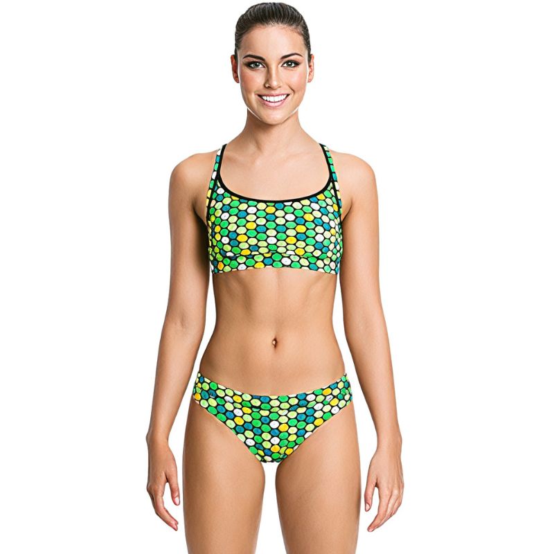 Funkita - Golden Honeycomb - Ladies Sports Top - Aqua Swim Supplies