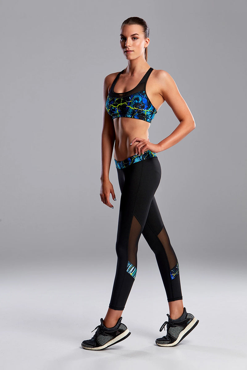 Funkita - Midnight Marble - Ladies Racerback Active Crop Top