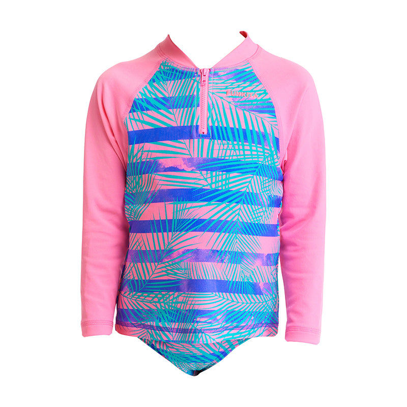 Funkita - Pastel Palm - Toddler Girl's Zippy Rash Vest