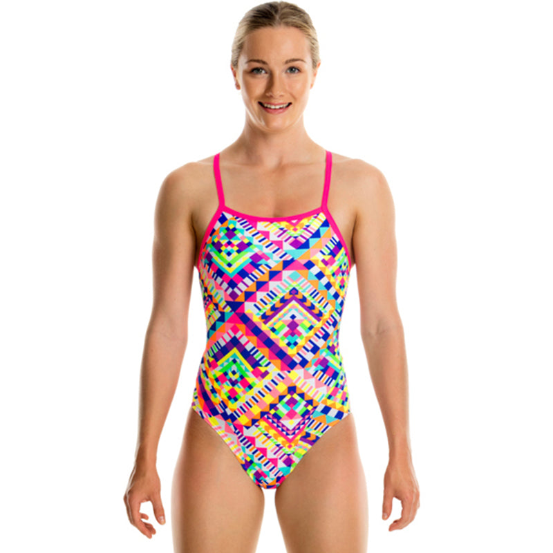 Funkita - White Diamond - Girls Cross Back One Piece