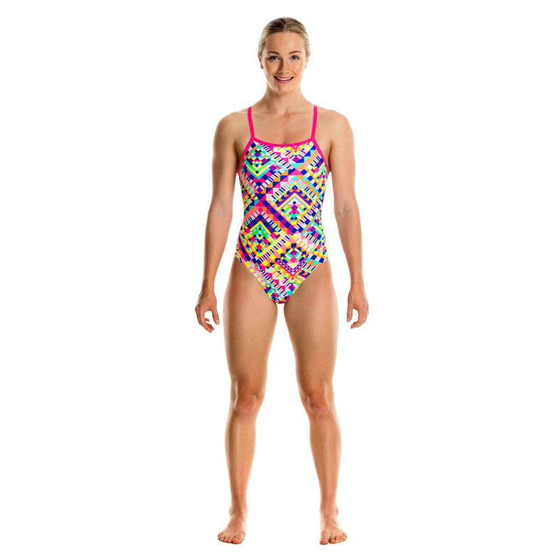 Funkita - White Diamond - Girls Cross Back One Piece