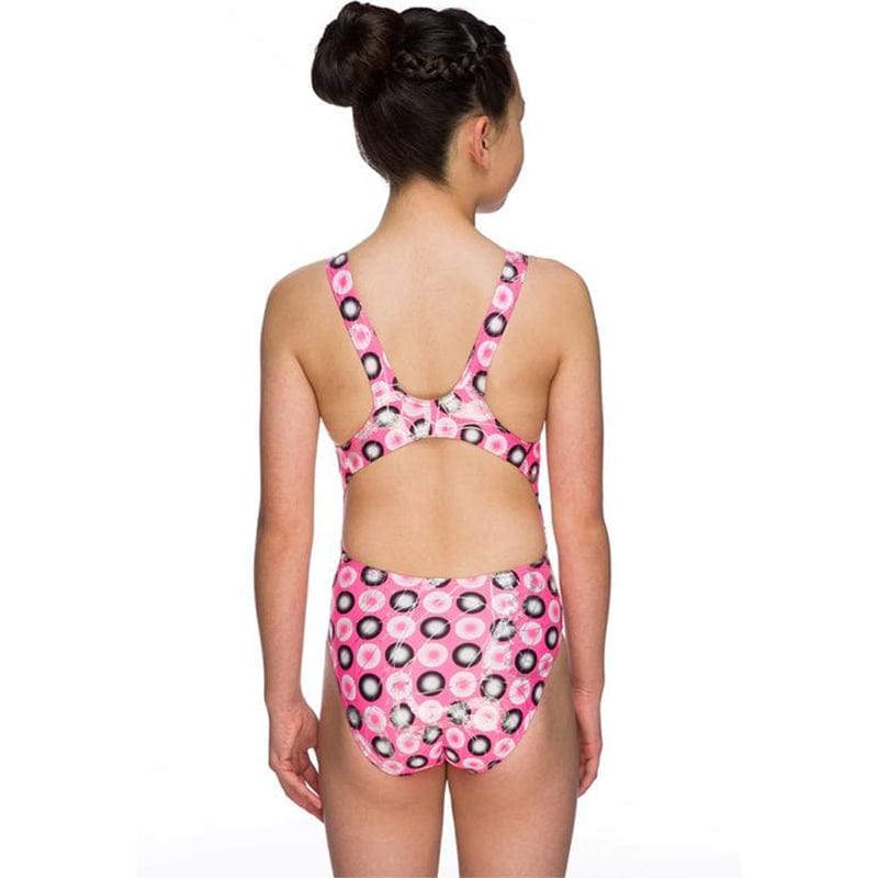 Maru - Holographic Sparkle Auto Back Girls Swimsuit - Pink