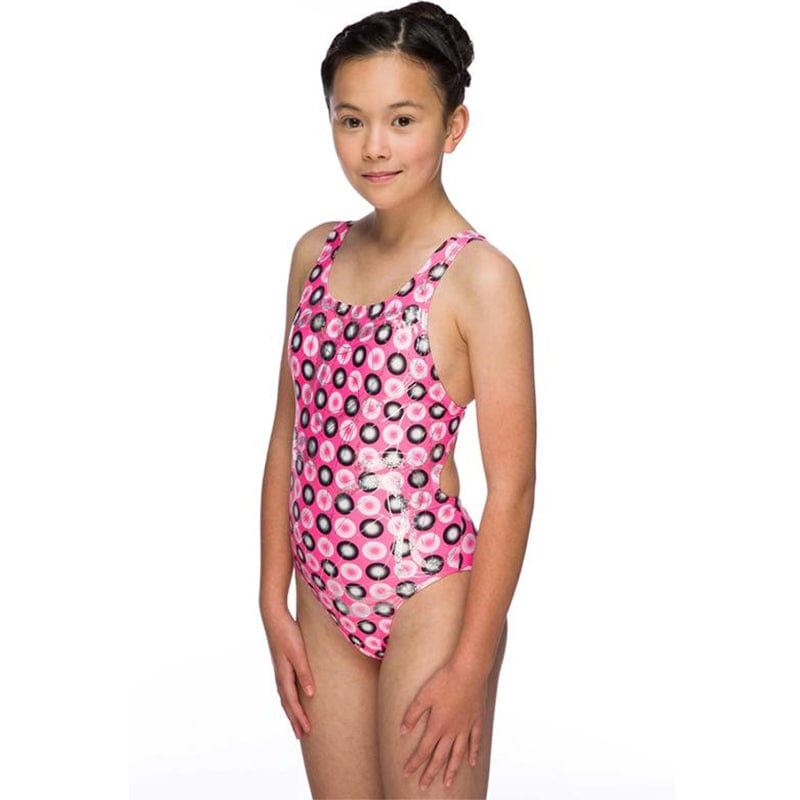Maru - Holographic Sparkle Auto Back Girls Swimsuit - Pink