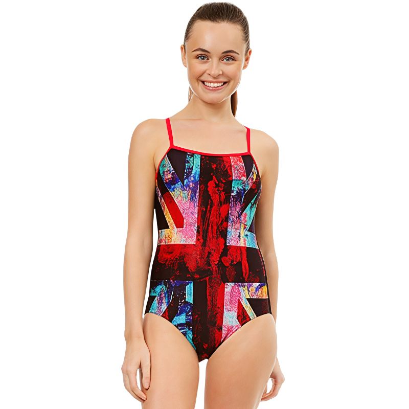 Maru - London Calling Ecotech Swift Back Ladies Swimsuit - Navy/Red