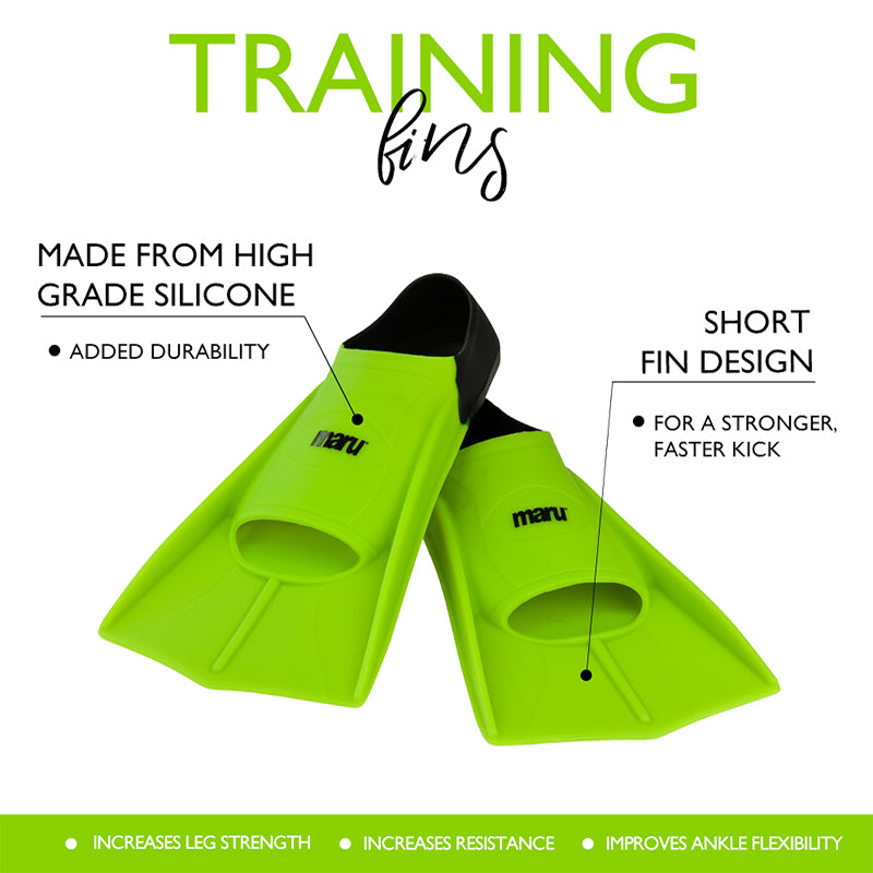 Maru - "New" Training Fins / Flippers - Neon Lime/Black