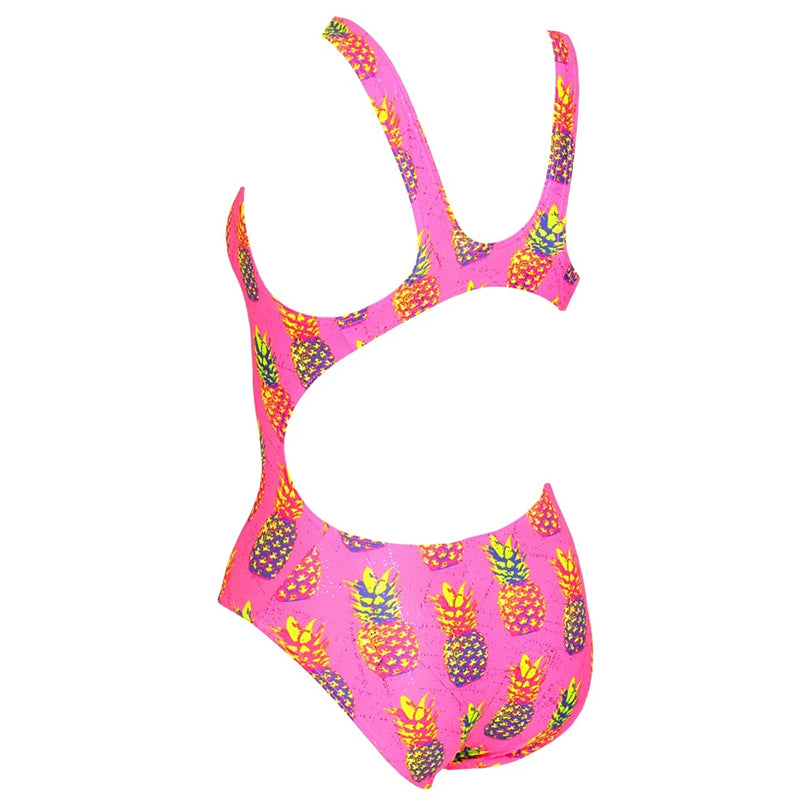 Maru - Pineapple Sparkle Auto Back Girls Swimsuit - Pink