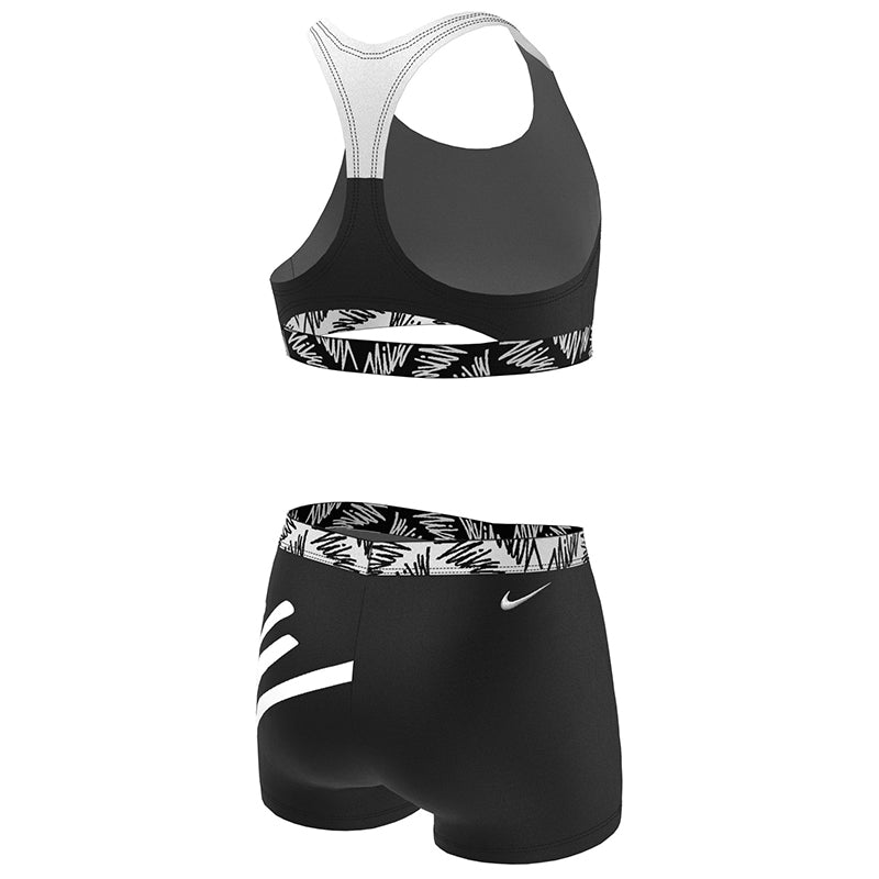 Nike - Girl's Script Logo Crossback Sport Bikini & Short Set (Black)