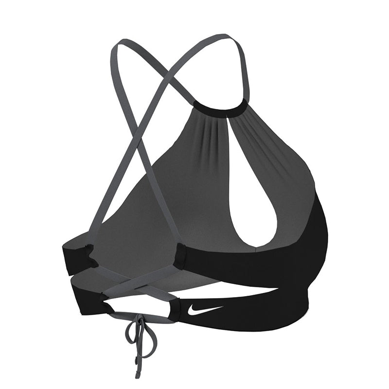 Nike - Solid Lace-Up High Neck Bikini Top (Black)