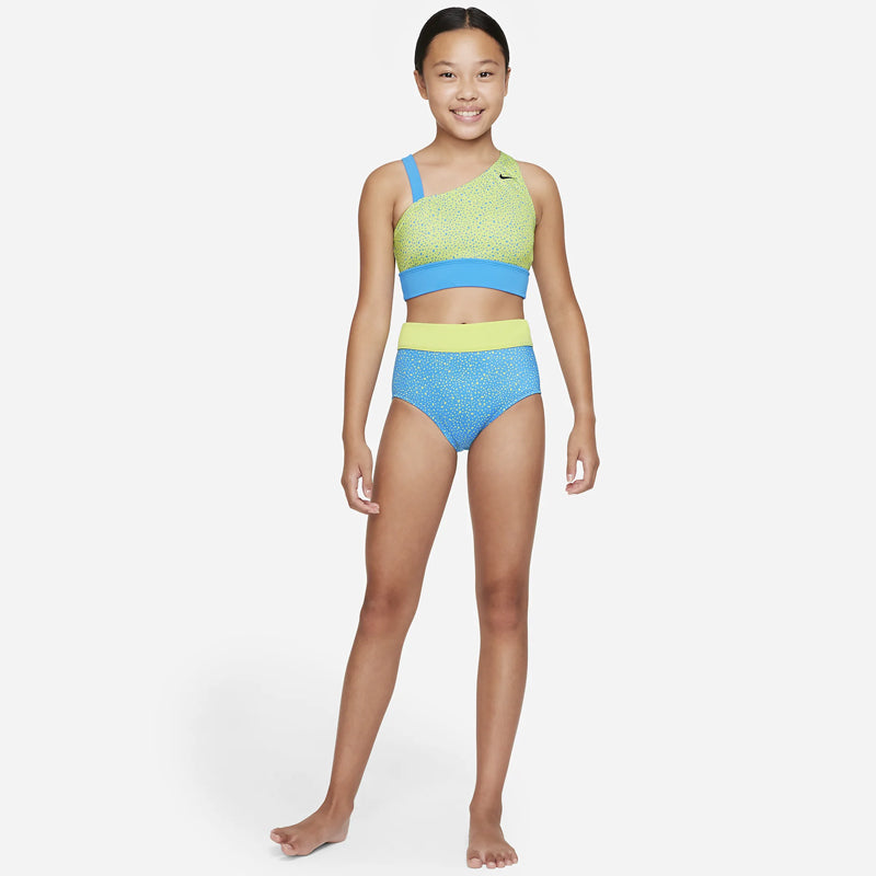 Nike - Water Dots Asymmetrical Top & High Waist Bikini Set (Photo Blue)