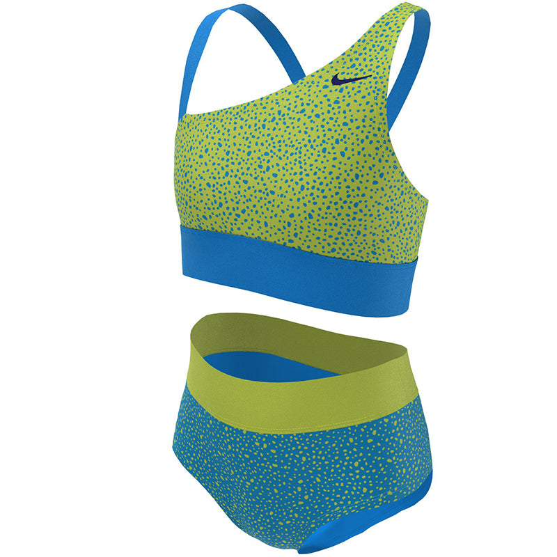 Nike - Water Dots Asymmetrical Top & High Waist Bikini Set (Photo Blue)