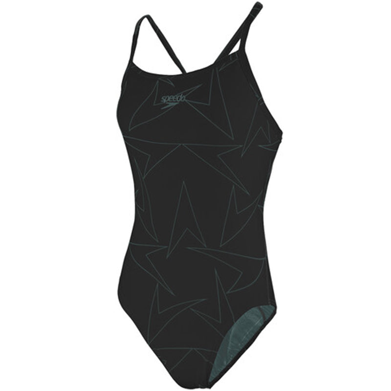Speedo - Boomstar Turnback Swimsuit - Black/Grey