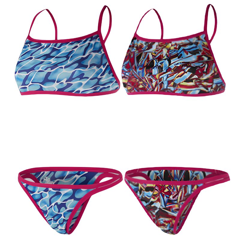 Speedo - Flipturns Flip Reverse Two Piece Swimsuit - Pink/Blue