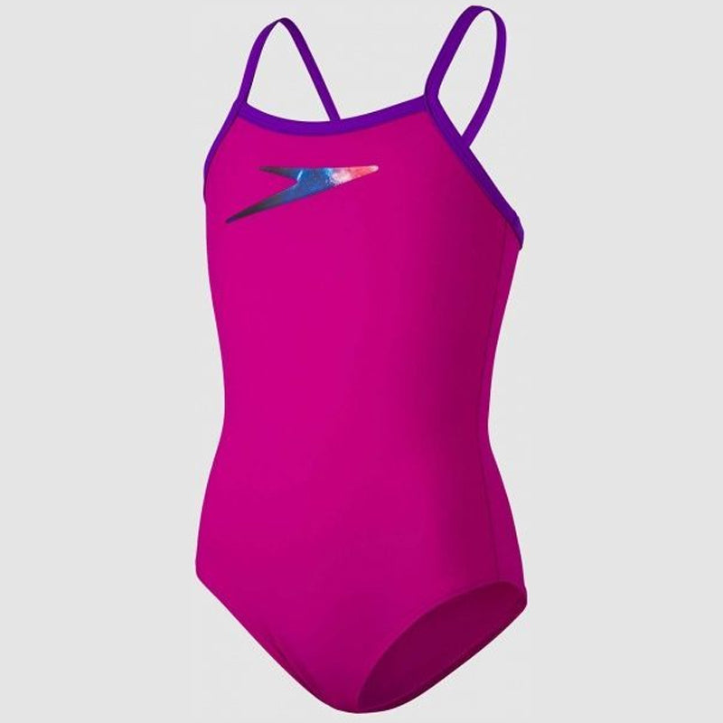 Speedo - Girl's Boom Placement Thinstrap Swimsuit - Purple/Blue
