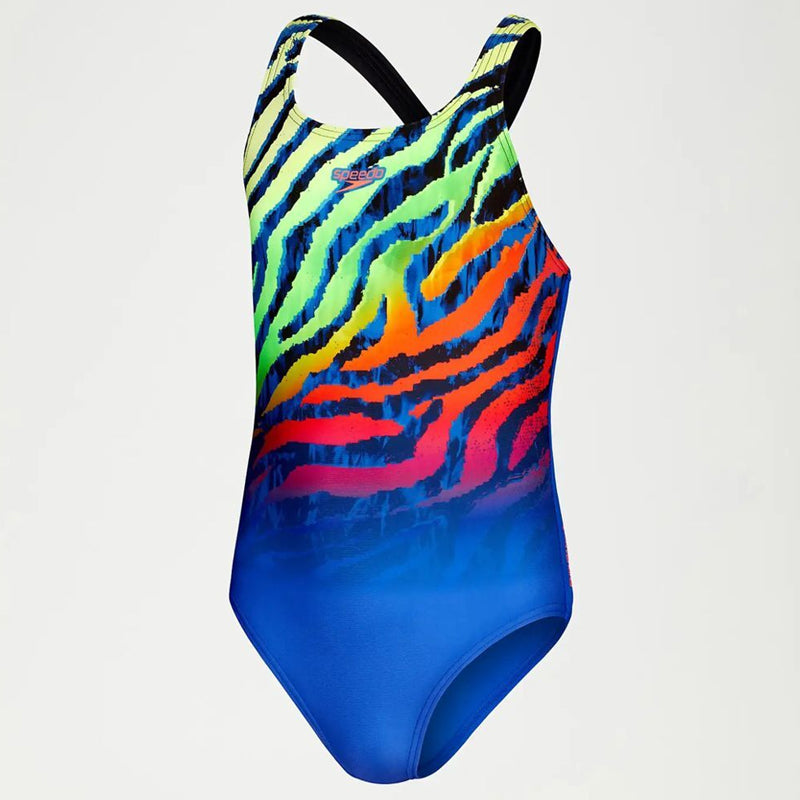 Speedo - Girls Digital Placement Medalist Swimsuit - Blue/Green