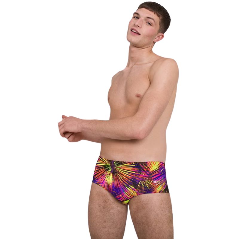 Speedo - Men's Placement Digital 14cm Trunks - Black/Yellow