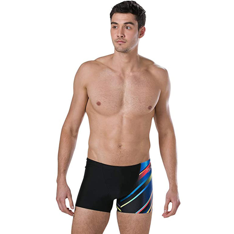 Speedo - Mirrorflash Allover Digital V Panel Aqua Shorts - Black/Psycho Red