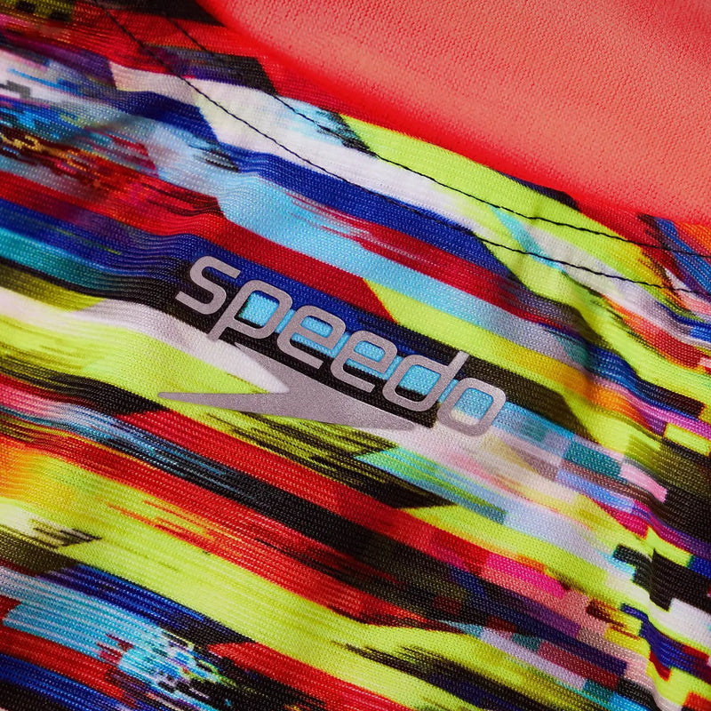 Speedo - Womens Digi Interference Allover Starback Swimsuit - Yellow/Red