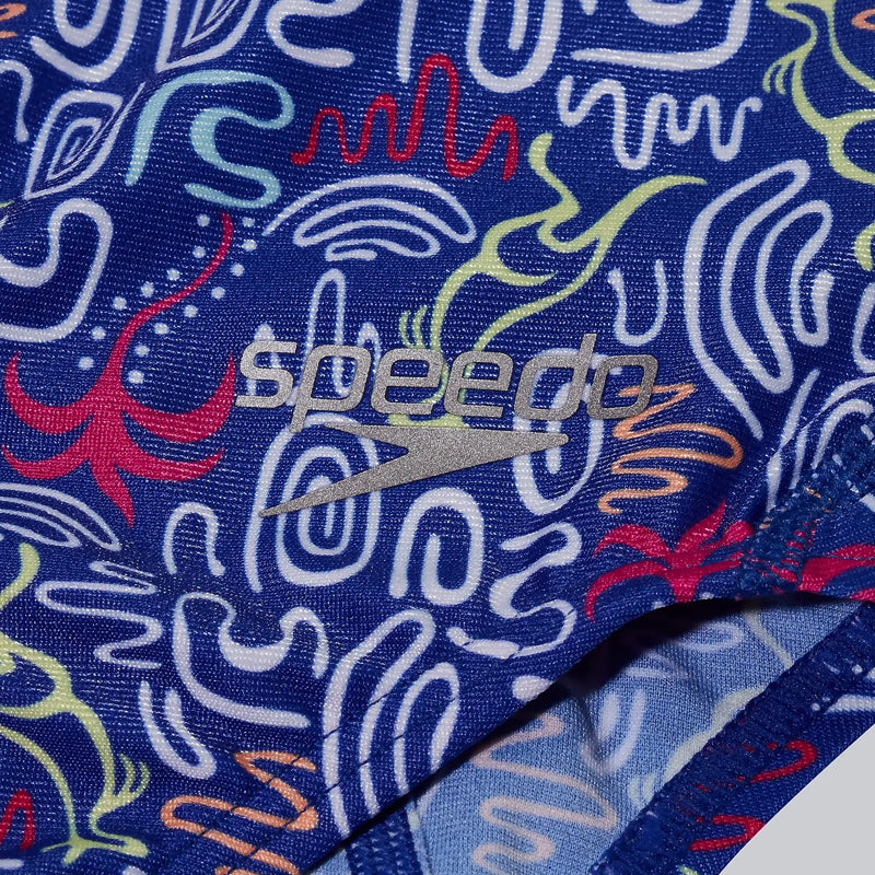 Speedo - Womens Jump Around Allover Digital Starback Swimsuit - Blue/Pink