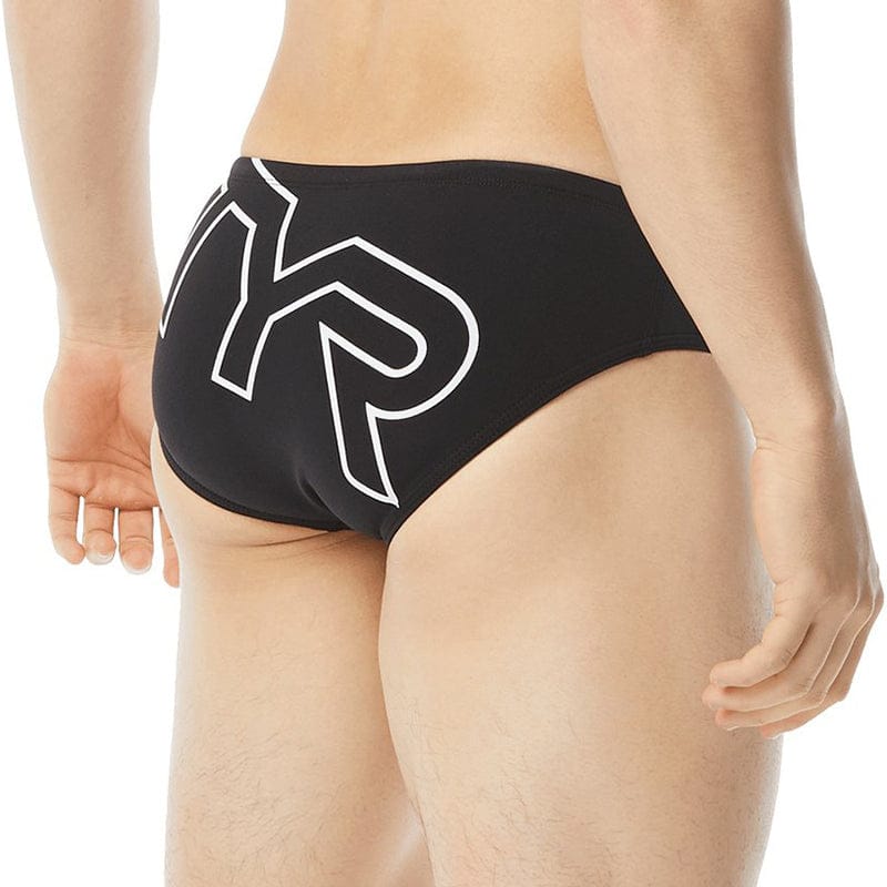 TYR - Men’s Big Logo All Over Racer Swimsuit - Black/White