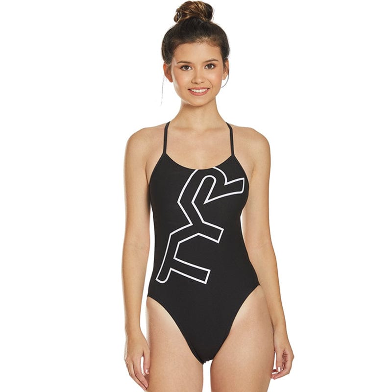 TYR - Big Logo Cutoutfit Ladies Swimsuit - Black/White