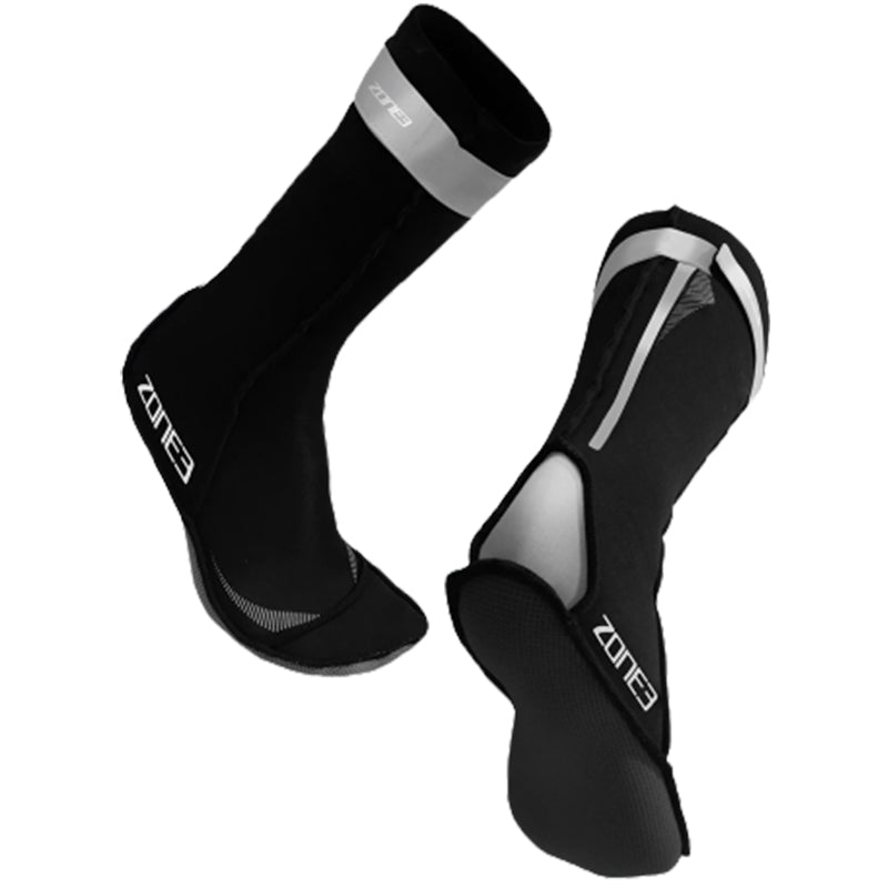 Zone3 - Neoprene Swim Socks - Black/Silver