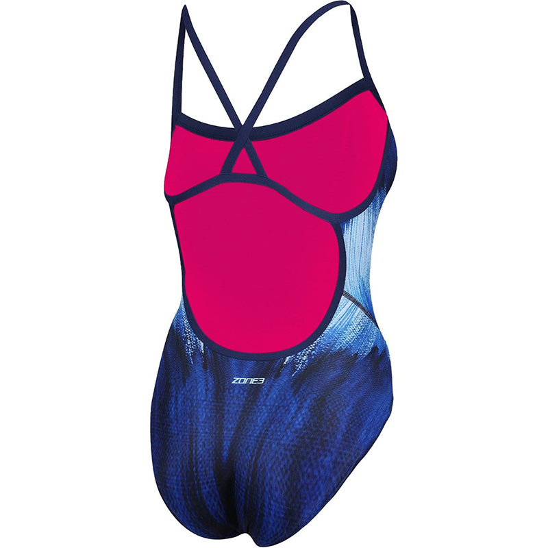 Zone3 - Womens Cosmic 3.0 Strap Back Swimsuit (Navy Blue/White)