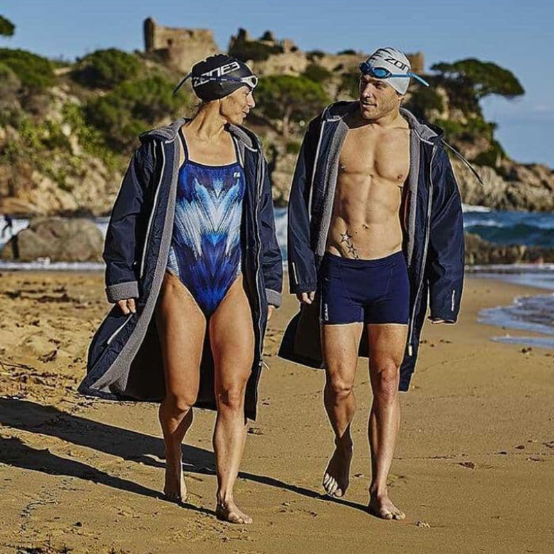 Zone3 - Womens Cosmic 3.0 Strap Back Swimsuit (Navy Blue/White)
