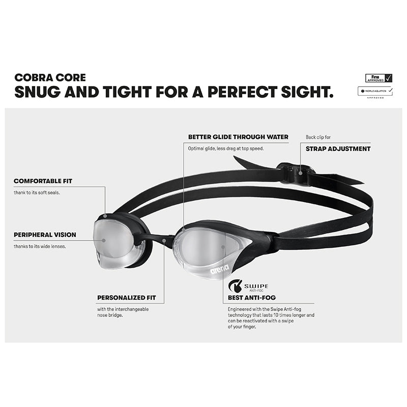 Arena - Cobra Core Swipe Goggle - Blue/Blue/Black