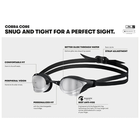 Arena - Cobra Core Swipe Mirror Goggle - Silver/Gold