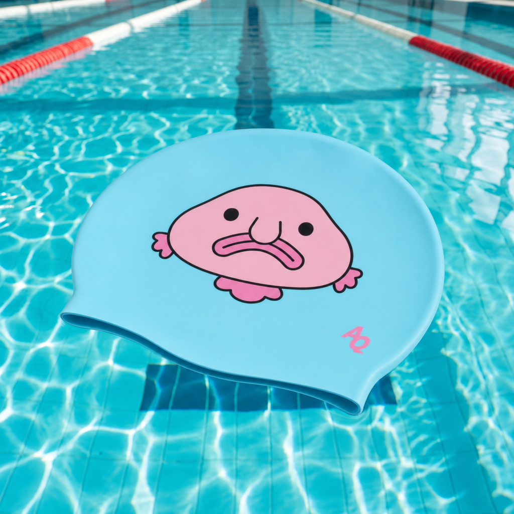 Blob Fish Silicone Swim Hat - Blue