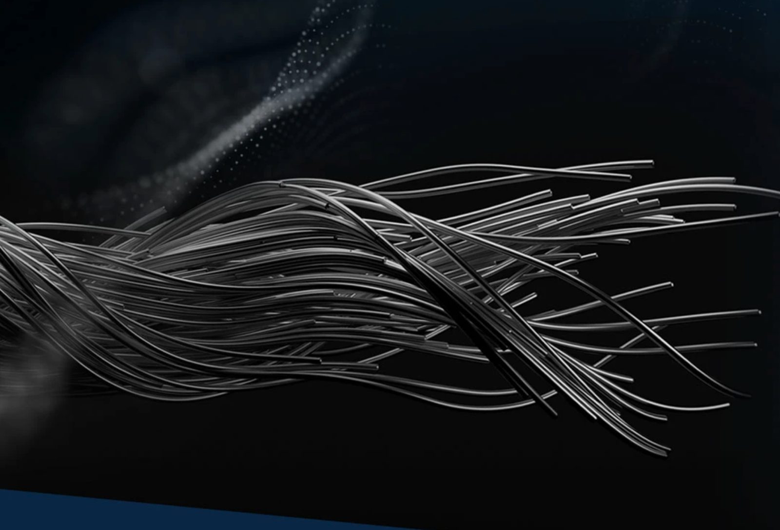 Close-up render of twisted carbon fibre strands