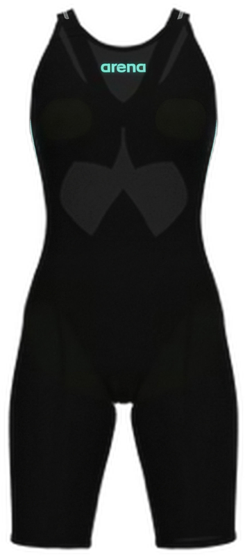 Arena Powerskin AIR3 kneeskin in Black-Teal, front view