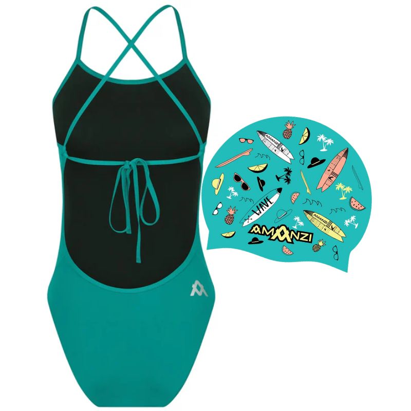 Amanzi - Capri Ladies Tie Back & Surfs Up Swim Hat