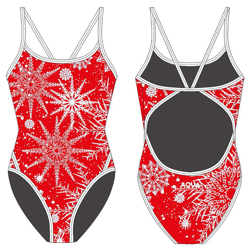 AQUA - Xmas Girls Thin Strap One Piece - Red