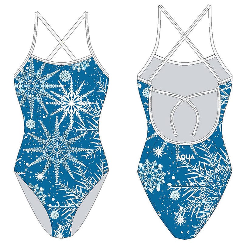AQUA - Xmas Girls Tie Back One Piece - Blue