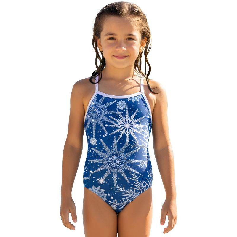 AQUA - Xmas Girls Tie Back One Piece - Blue
