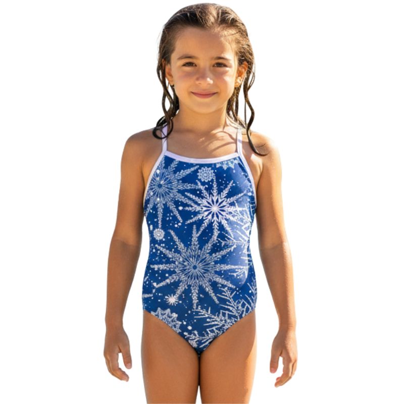 AQUA - Xmas Girls Tie Back One Piece - Blue
