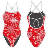 AQUA - Xmas Girls Tie Back One Piece - Red