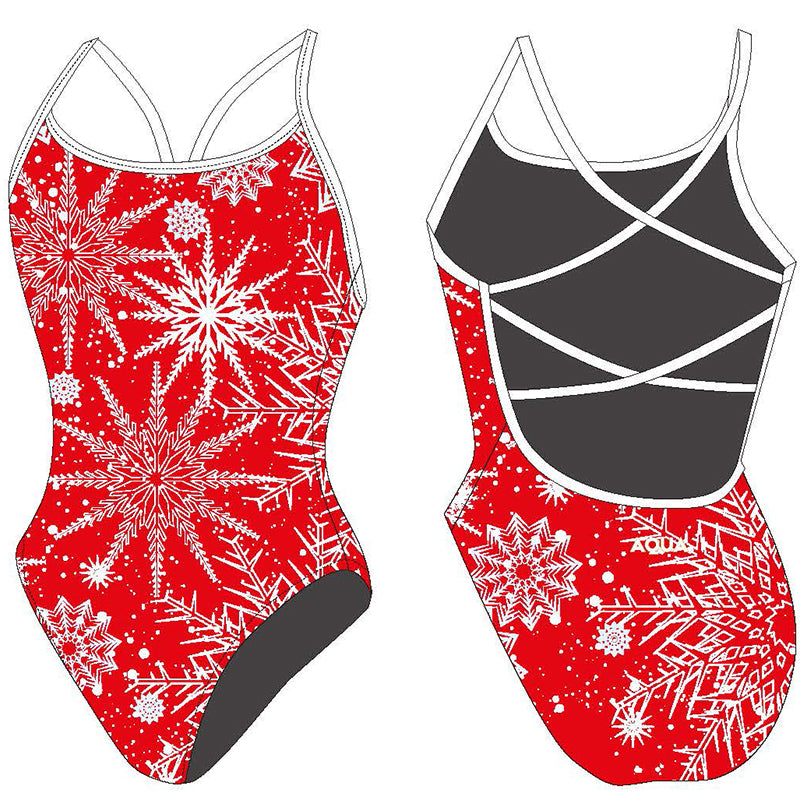 AQUA - Xmas Women Training Back One Piece - Red