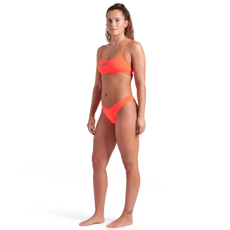 Arena - Bandeau Solid Bikini Two-Piece Ladies Swimsuit - Coral/Plum