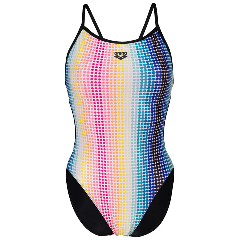 Arena - Circle Stripe Lace Back Ladies Swimsuit - Black/Multi