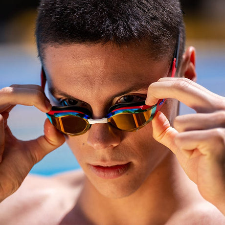 Arena - Cobra Edge Swipe Mirror Goggle - Gold/Red