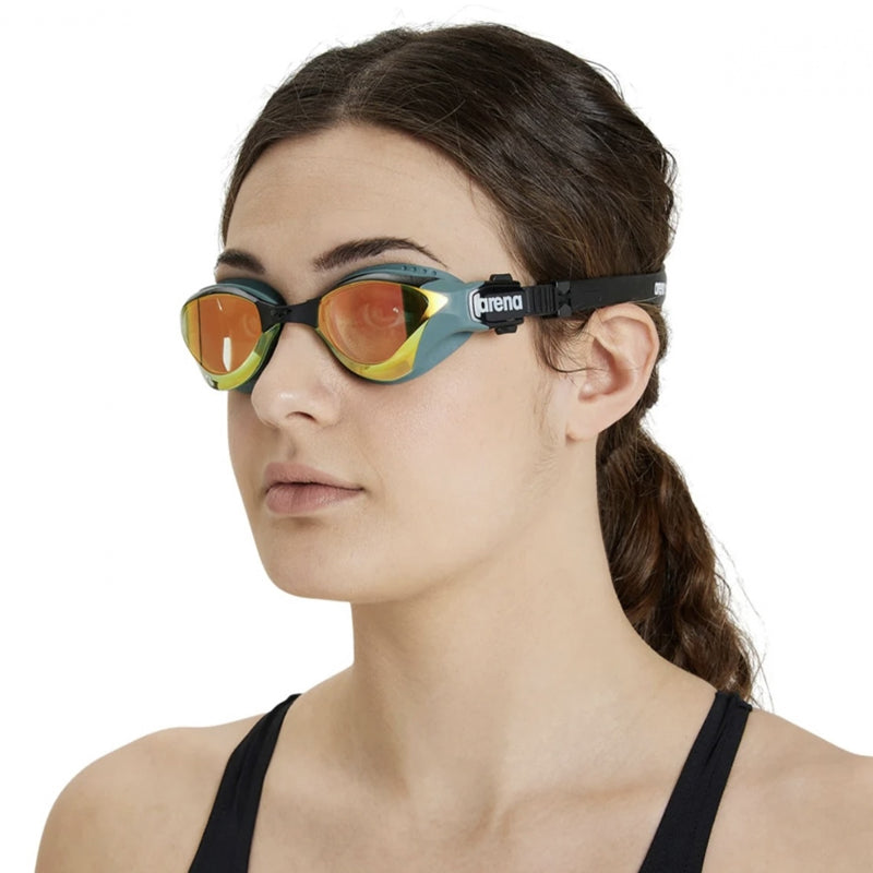 Arena - Cobra Tri Swipe Mirror Triathlon Goggles - Copper/Army